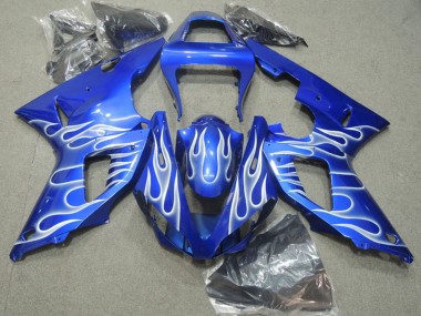 Preisgünstige Yamaha YZF R1 Motorrad Verkleidung 2000-2001 - Blau Weiss Flamme