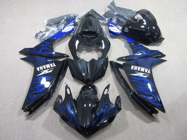 Preisgünstige Yamaha YZF R1 Motorrad Verkleidung 2007-2008 - Glanzendes Schwarz Blau Flamme