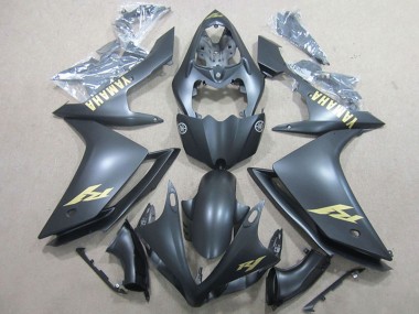 Preisgünstige Yamaha YZF R1 Motorrad Verkleidung 2007-2008 - Matt Schwarz Gold Aufkleber