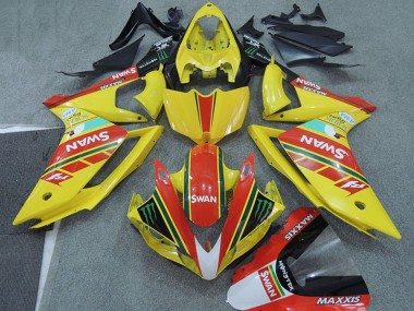 Preisgünstige Yamaha YZF R1 Motorrad Verkleidung 2007-2008 - Gelb Rot Schwarz Weiss Schwan