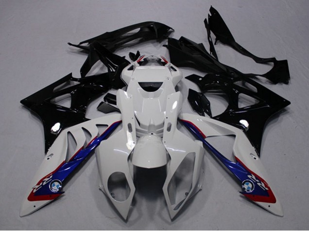 Preisgünstige BMW S1000RR Motorrad Verkleidung 2009-2014 - Weiss Blau Glanzendes Schwarz