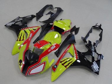Preisgünstige BMW S1000RR Motorrad Verkleidung 2009-2014 - Neon Gelb Rot Glanzendes Schwarz Monster