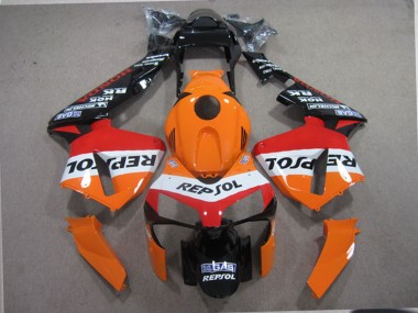 Preisgünstige Honda CBR600RR Motorrad Verkleidung 2003-2004 - Orange Weiss Rot Glanzendes Schwarz Repsol