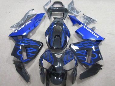 Preisgünstige Honda CBR600RR Motorrad Verkleidung Kit 2005-2006 - Glanzendes Schwarz Blau Flamme