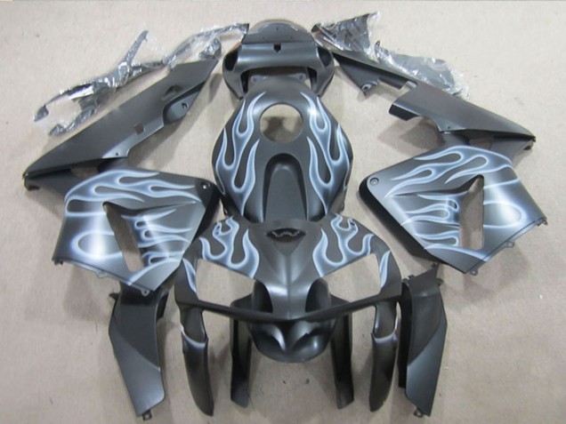 Preisgünstige Honda CBR600RR Motorrad Verkleidung 2005-2006 - Matt Schwarz Silber Flamme