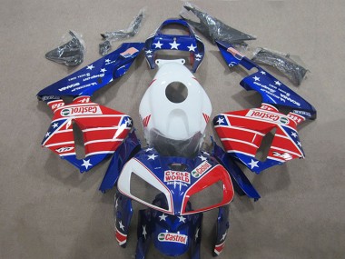 Preisgünstige Honda CBR600RR Motorrad Verkleidung 2005-2006 - Weiss Rot Blau Cycle World Castrol