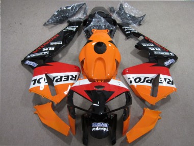 Preisgünstige Honda CBR600RR Motorrad Verkleidungen Kit 2005-2006 - Orange Weiss Rot Glanzendes Schwarz Repsol