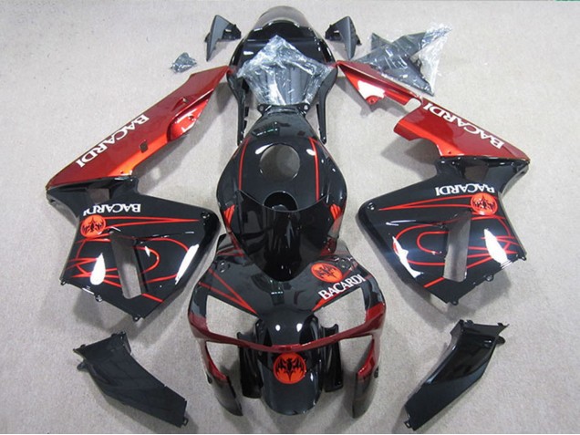 Preisgünstige Honda CBR600RR Motorrad Verkleidung 2005-2006 - Glanzendes Schwarz Rot BACARDI