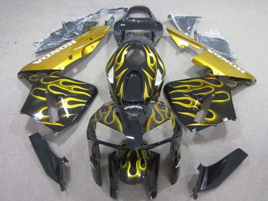 Preisgünstige Honda CBR600RR Motorrad Verkleidung 2005-2006 - Glanzendes Schwarz Gelb Flamme