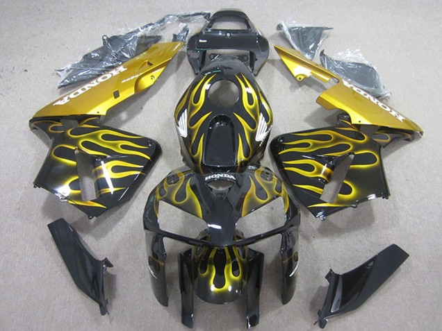 Preisgünstige Honda CBR600RR Motorrad Verkleidung 2005-2006 - Glanzendes Schwarz Gelb Flamme