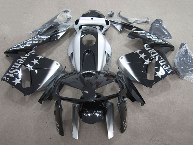 Preisgünstige Honda CBR600RR Motorrad Verkleidung 2005-2006 - Glanzendes Schwarz Silber SevenStars