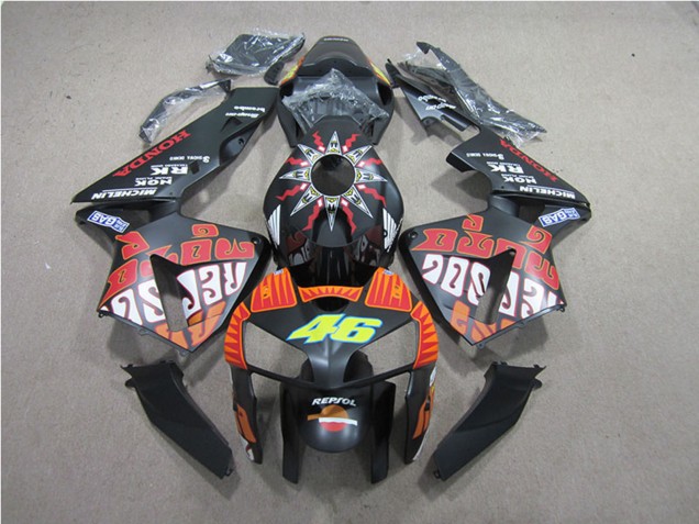Preisgünstige Honda CBR600RR Motorrad Verkleidung 2005-2006 - Matt Schwarz Valentino Rossi Repsol 46