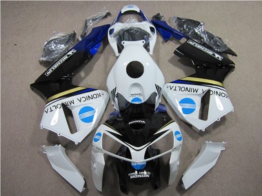 Preisgünstige Honda CBR600RR Motorrad Verkleidung 2005-2006 - Weiss Blau Gelb Glanzendes Schwarz Konica Minolta