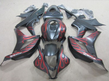 Preisgünstige Honda CBR600RR Motorrad Verkleidung 2007-2008 - Matt Schwarz Rot Flamme