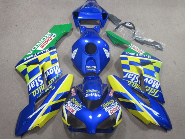Preisgünstige Honda CBR1000RR Motorrad Verkleidung 2004-2005 - Blau Gelb Grun Telefumica MoviStar Castrol