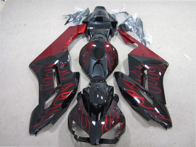 Preisgünstige Honda CBR1000RR Motorrad Verkleidung 2004-2005 - Glanzendes Schwarz Rot Flamme