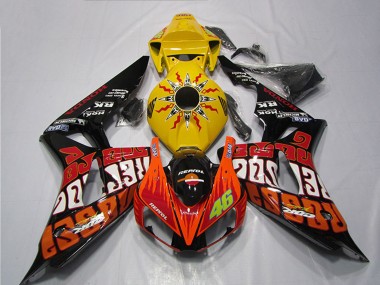 Preisgünstige Honda CBR1000RR Motorrad Verkleidung 2004-2005 - Gelb Orange Glanzendes Schwarz Repsol Rossi 46