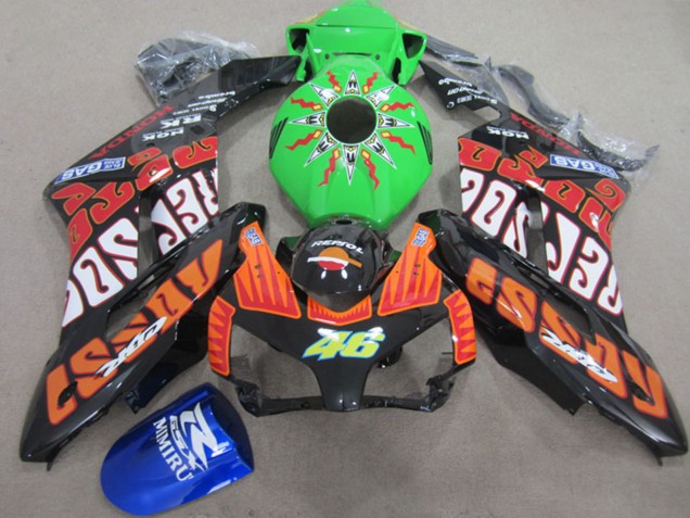 Preisgünstige Honda CBR1000RR Motorrad Verkleidung 2004-2005 - Orange Grun Rossi Glanzendes Schwarz Repsol Rossi 46
