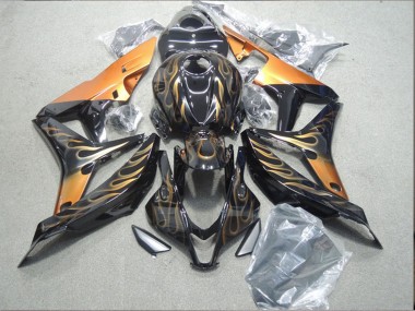 Preisgünstige Honda CBR1000RR Motorrad Verkleidung 2004-2005 - Glanzendes Schwarz Gold Flamme