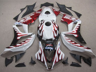 Preisgünstige Honda CBR1000RR Motorrad Verkleidung 2004-2005 - Weiss Rot Glanzendes Schwarz Flamme Hai
