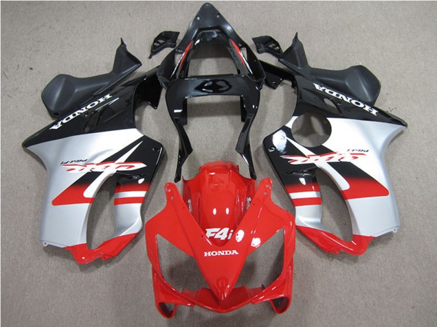 Preisgünstige Honda CBR600 F4i Motorrad Verkleidung 2001-2003 - Silber Rot Glanzendes Schwarz