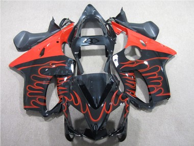Preisgünstige Honda CBR600 F4i Motorrad Verkleidung Kit 2001-2003 - Glanzendes Schwarz Rot Flamme