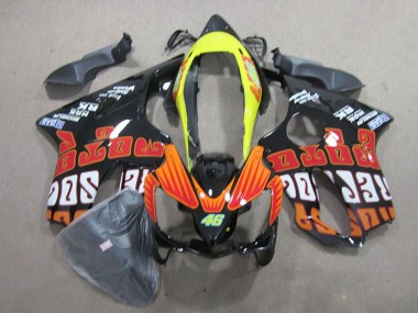 Preisgünstige Honda CBR600 F4i Motorrad Verkleidung 2004-2007 - Gelb Orange Glanzendes Schwarz Rossi 46