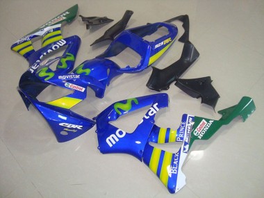 Preisgünstige Honda CBR900RR 929 Motorrad Verkleidung 2000-2001 - Blau Gelb Grun MoviStar Castrol