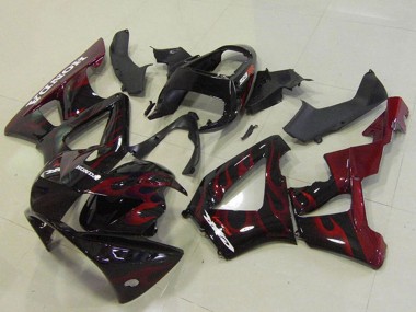 Preisgünstige Honda CBR900RR 929 Motorrad Verkleidung 2000-2001 - Glanzendes Schwarz Rot Flamme
