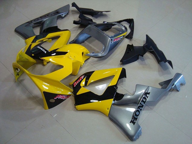 Preisgünstige Honda CBR900RR 929 Motorrad Verkleidung 2000-2001 - Gelb Silber Glanzendes Schwarz