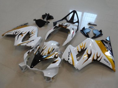 Preisgünstige Honda VFR 800 Motorrad Verkleidung 2002-2013 - Weiss Gold Flamme