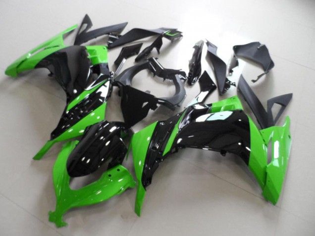 Preisgünstige Kawasaki ZX300R Motorrad Verkleidung 2013-2018 - Grun Glanzendes Schwarz
