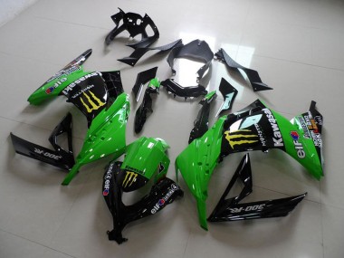 Preisgünstige Kawasaki ZX300R Motorrad Verkleidung 2013-2018 - Grun Glanzendes Schwarz Gelb Elf Touch4 Monster