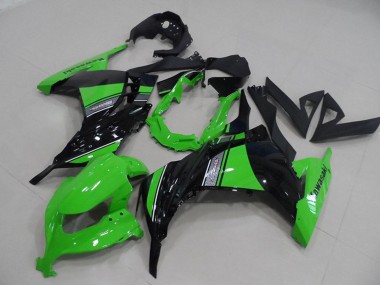 Preisgünstige Kawasaki ZX300R Motorrad Verkleidung 2013-2018 - Grun Glanzendes Schwarz