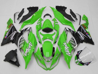Preisgünstige Kawasaki ZX6R Motorrad Verkleidung 2013-2018 - Grun Weiss Silber Schwarz Elf Touch4 Bridgestone 11
