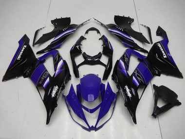 Preisgünstige Kawasaki ZX6R Motorrad Verkleidung Kit 2013-2018 - Blau Glanzendes Schwarz