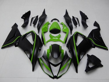 Preisgünstige Kawasaki ZX6R Motorrad Verkleidung 2013-2018 - Grun Matt Schwarz