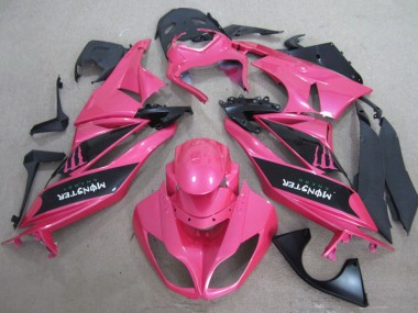 Preisgünstige Kawasaki ZX6R Motorrad Verkleidung 2009-2012 - Rosa Schwarz Monster