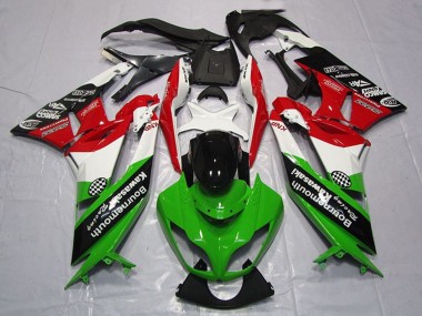 Preisgünstige Kawasaki ZX6R Motorrad Verkleidung 2009-2012 - Weiss Rot Grun Glanzendes Schwarz