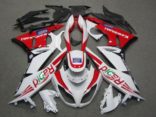 Preisgünstige Kawasaki ZX6R Motorrad Verkleidung 2009-2012 - Weiss Rot Schwarz Rapid