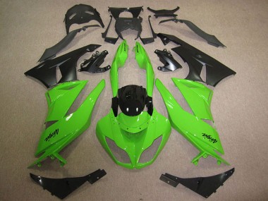 Preisgünstige Kawasaki ZX6R Motorrad Verkleidung 2009-2012 - Grun Glanzendes Schwarz Matt Schwarz