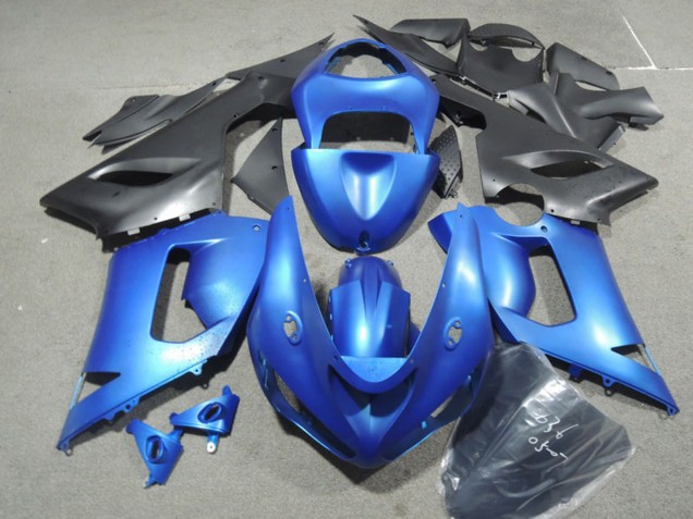 Preisgünstige Kawasaki ZX6R Motorrad Verkleidung Kit 2005-2006 - Blau Matt Schwarz