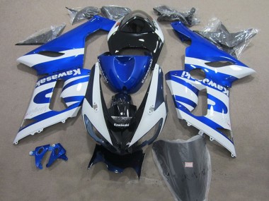 Preisgünstige Kawasaki ZX6R Motorrad Verkleidung 2005-2006 - Blau Weiss Schwarz