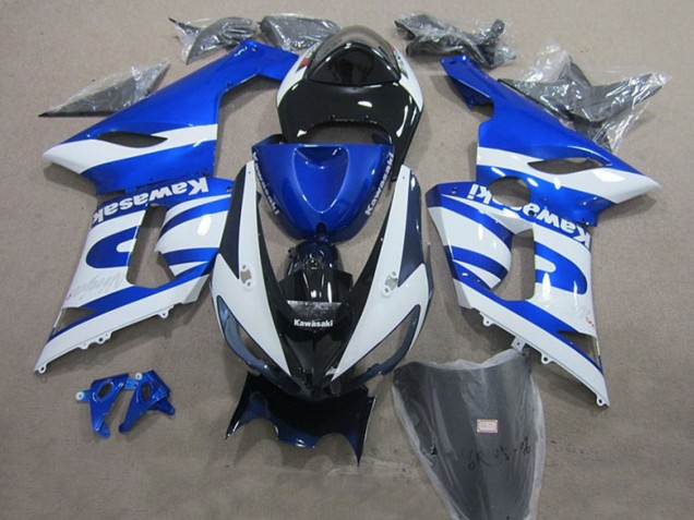 Preisgünstige Kawasaki ZX6R Motorrad Verkleidung 2005-2006 - Blau Weiss Schwarz