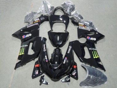 Preisgünstige Kawasaki ZX6R Motorrad Verkleidung 2005-2006 - Glanzendes Schwarz Grun Monster
