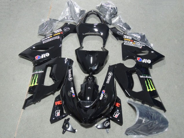 Preisgünstige Kawasaki ZX6R Motorrad Verkleidung 2005-2006 - Glanzendes Schwarz Grun Monster