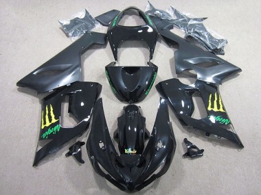 Preisgünstige Kawasaki ZX6R Motorrad Verkleidung 2005-2006 - Glanzendes Schwarz Gelb Monster