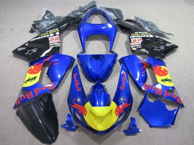 Preisgünstige Kawasaki ZX6R Motorrad Verkleidung 2005-2006 - Blau Gelb Schwarz Red Bull