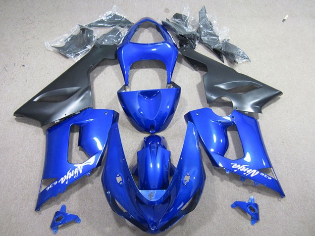 Preisgünstige Kawasaki ZX6R Motorrad Verkleidung 2005-2006 - Blau Matt Schwarz