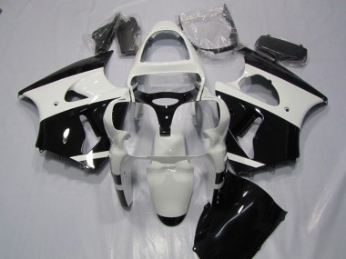 Preisgünstige Kawasaki ZX6R Motorrad Verkleidung 2000-2002 - Weiss Glanzendes Schwarz